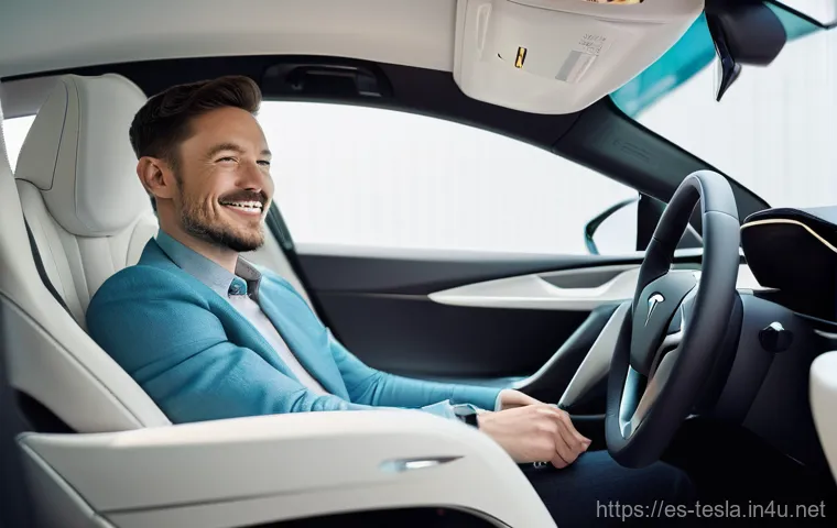 테슬라 차량의 OTA 소프트웨어 업데이트 - **Prompt:** "A futuristic, sleek white Tesla car in a sophisticated, minimalist garage. The car is s...