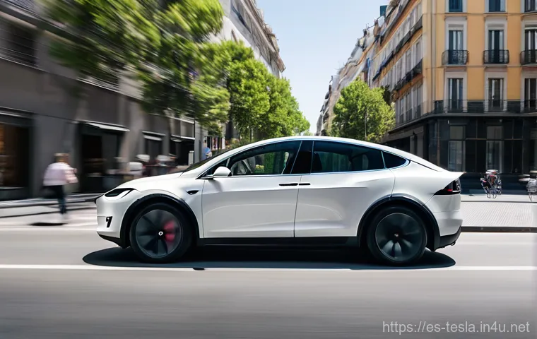 테슬라 모델 X의 장기 시승기 - **Prompt 1: Urban Agility and Panoramic Views**
    "A sleek, modern Tesla Model X, pearl white, gra...