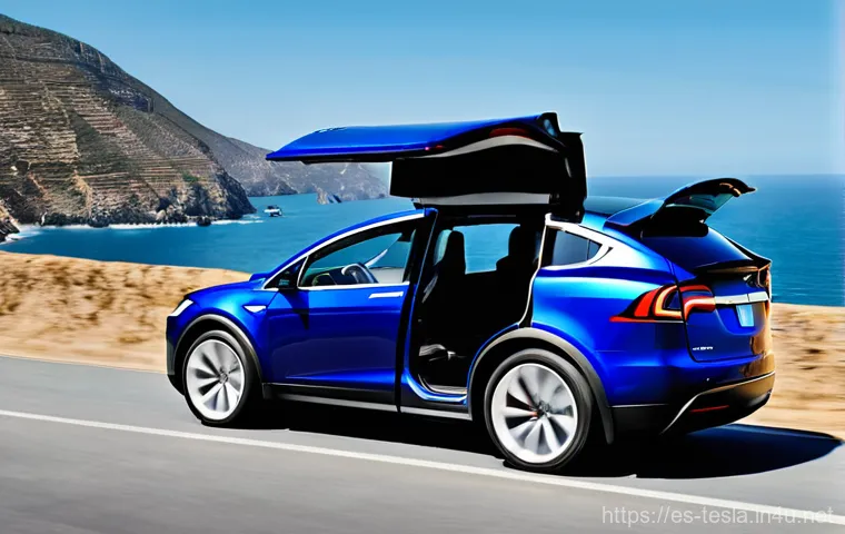 테슬라 모델 X의 장기 시승기 - **Prompt 1: Urban Agility and Panoramic Views**
    "A sleek, modern Tesla Model X, pearl white, gra...