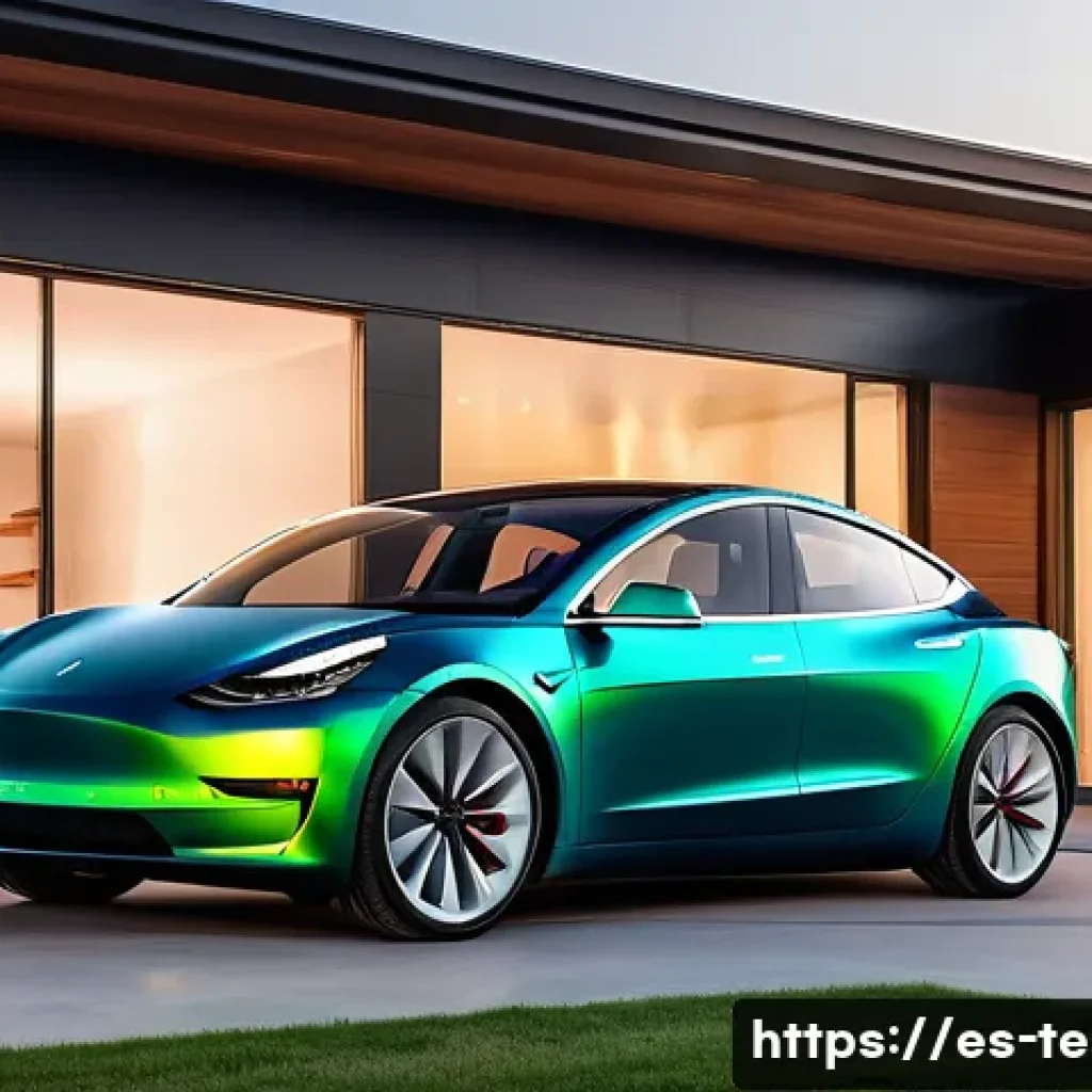 테슬라 전기차의 친환경 기술 - **A vibrant and futuristic depiction of Tesla's battery technology integrated with sustainable home ...